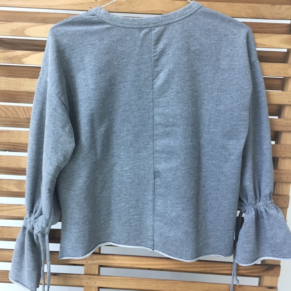 ZARA Sweatshirt w/ Tie Sleeves, Grey, S - Picture 6 of 8